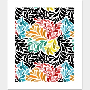 Floral Geometric Abstract Art - Colorful - Black And White Posters and Art